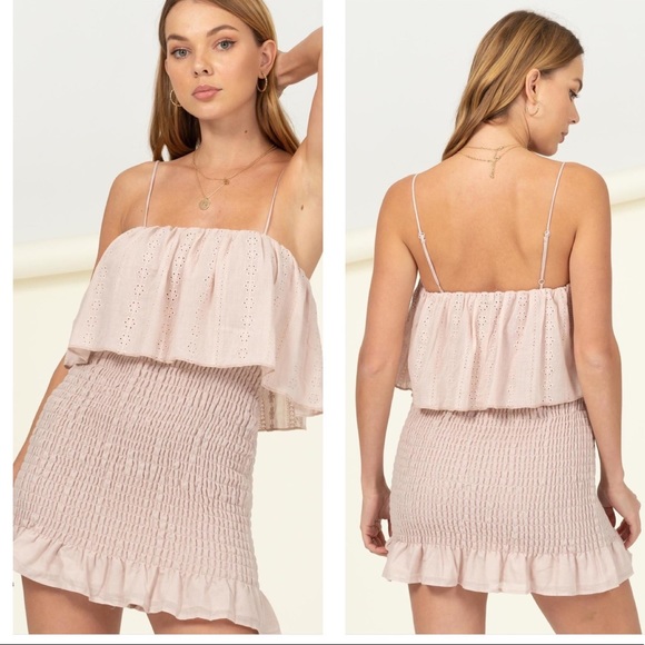 Urban Haven Dresses & Skirts - Pink Spaghetti Strap Body Control Ruched Mini Dress NWT